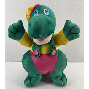 VTG Green Dinosaur Plush Retro Stuffed Animal HTF Dino Barney Lookalike